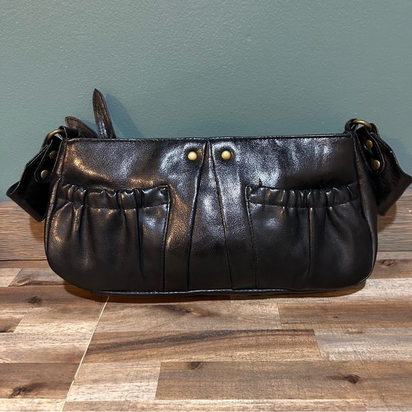 Y2K Victoria’s Secret Black Leather Shoulder Bag - Picture 2 of 7